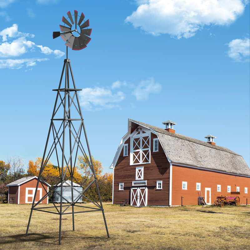 Carmeshia Metal Windmill, Grey