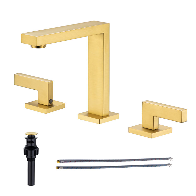 Robinet de salle de bain carré avec drain, Or brossé