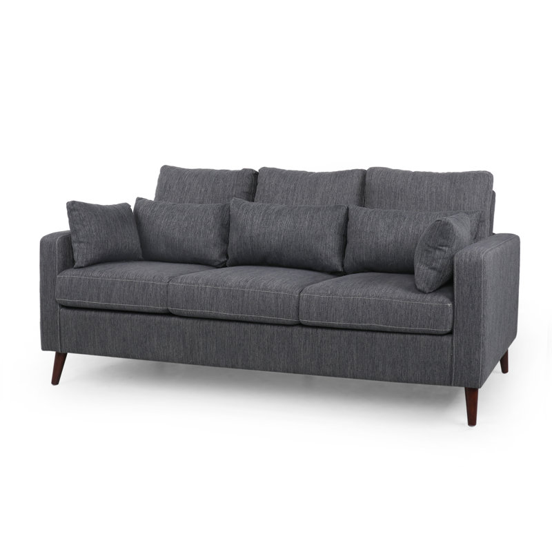 Canapé à accoudoirs évasés 74 po, 100 % polyester - gris charbon