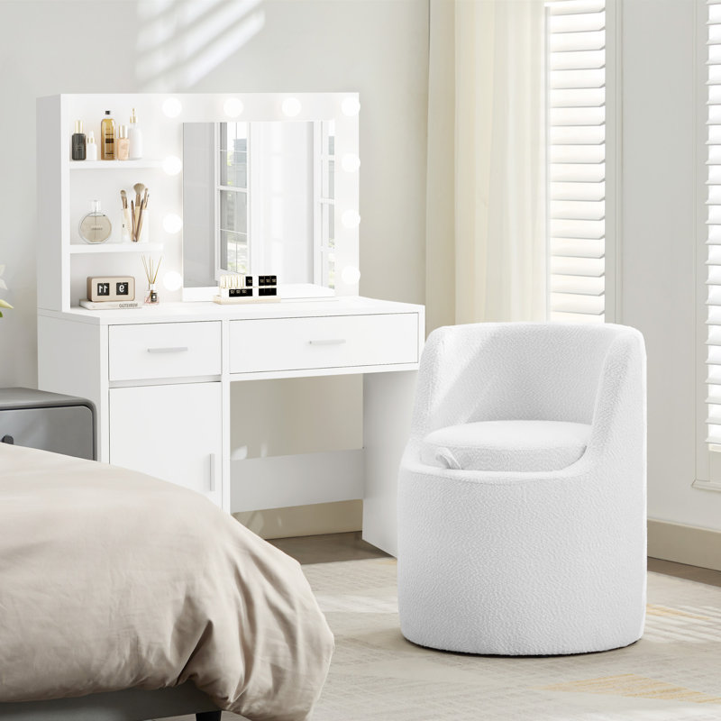 Tabouret de coiffeuse Yosef, Blanc
