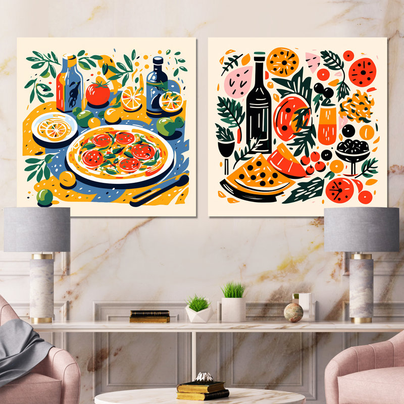 Ensemble de 2 impressions sur toile de style Henri Matisse, Toile tendue, H 30 po x l 61 po x P 1 po