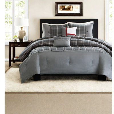 Modern Plaid Bedding Sets, Polyester Comforter With Antimicrobial Finish For Home