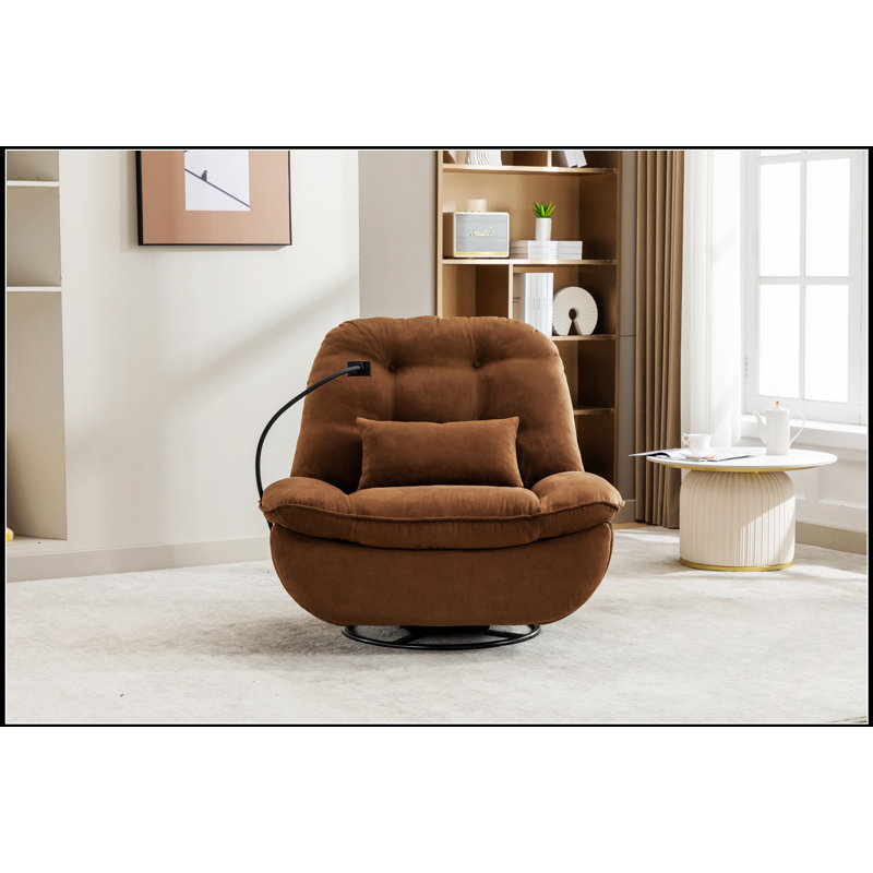 Power Recliner Swivel Glider With USB Charger And Bluetooth Music Player For Sleep, Work, And Leisure, Brown