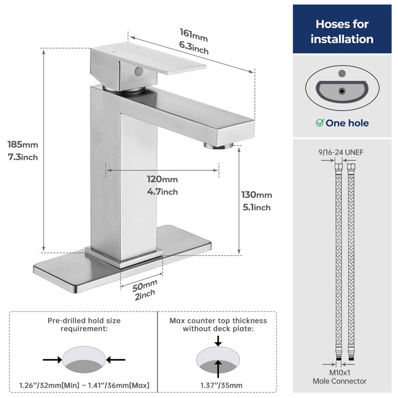 Single-Hole Single-handle Bathroom Faucet with Drain Assembly