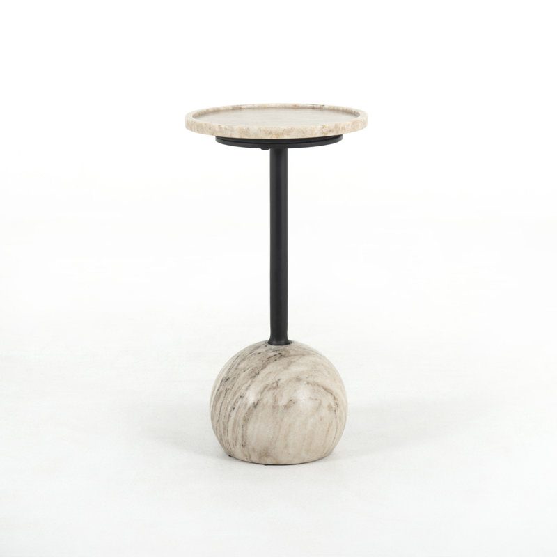 Viola Marble End Table, Antique White