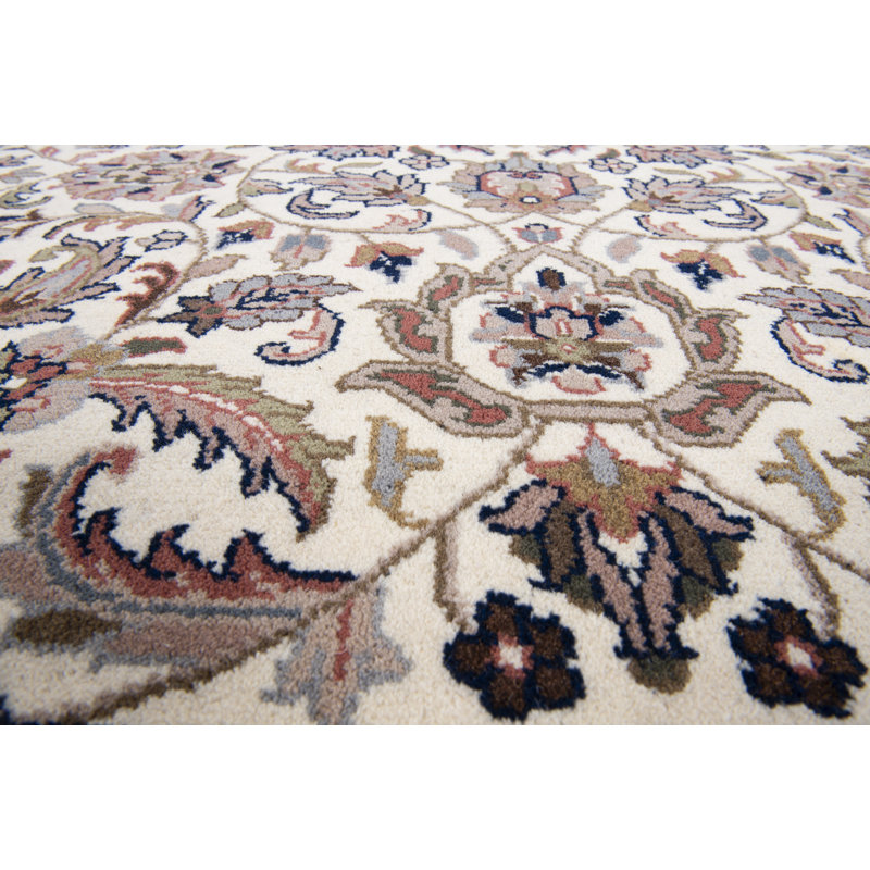 Silberston Oriental Hand Woven Hand Knotted Beige Area Rug, Rectangular 60 x 90cm