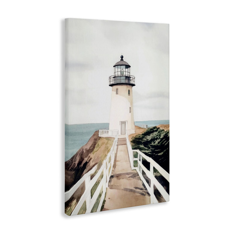 Aquarelle, sentier du phare sur toile, design par Sissi et Seb, H 24 po x l 16 po