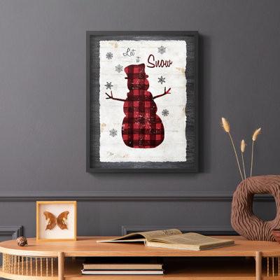 «Chequered Snowman I», reproduction encadrée - bois massif