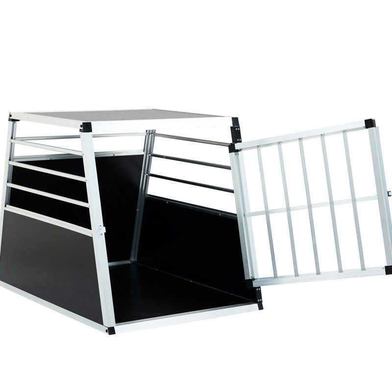 Boîte de voyage en aluminium de haute qualité pour animaux de compagnie, 35 25 27 po, forme argent noir simple à installer