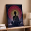 Toile, une silhouette sereine d'une figure assise représentant un art mural méditatif posé sur un grand motif de mandala complexe-291720686