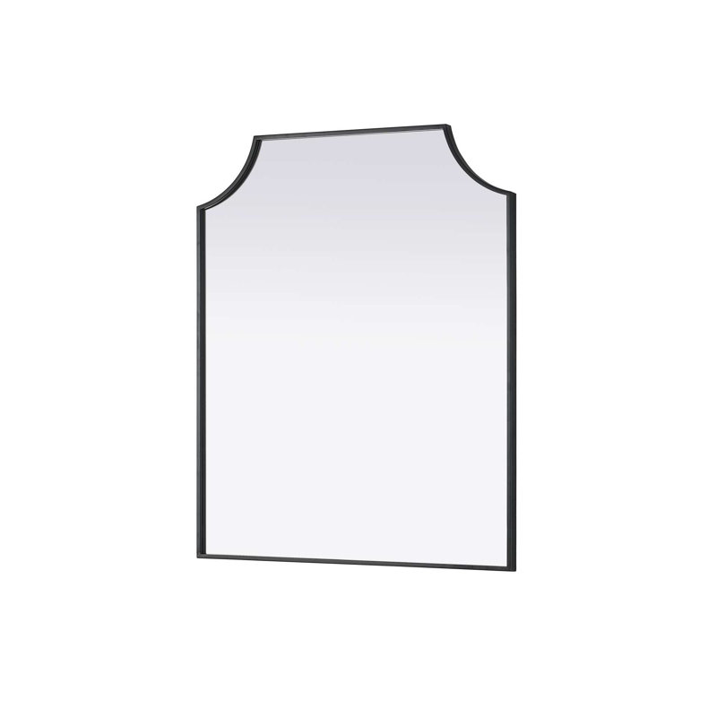 Notched Metal Mirror 30x36 inch in Black, Black, 36" x 30"
