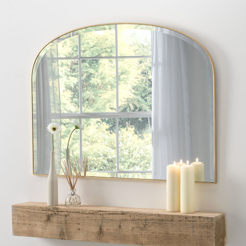 Drumourne Simple Arched Overmantle Mirror, Gold
