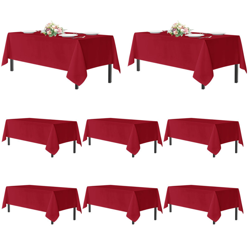 Nappes rouges pour tables rectangulaires de 6 pieds, paquet de 8 - Nappe lavable en polyester pour fête de Noël, anniversaire, réception de banquet, 54 po x 108 po