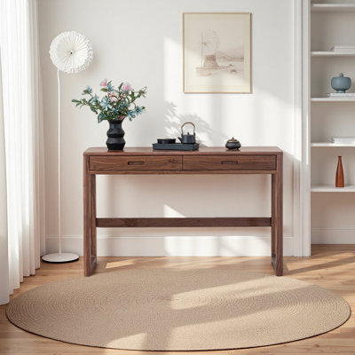 Bureau en bois de noyer noir avec tiroirs étroits