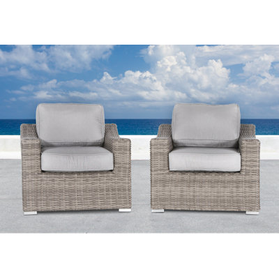 Dayse 33" W HDPE Wicker Outdoor Armchairs with Cushions