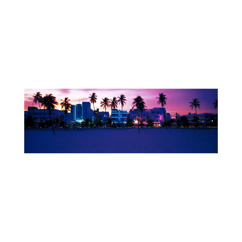 Ocean Drive Miami Beach FL USA - Wrapped Canvas Panoramic Print, 30.48 cm H x 91.44 cm W x 3.175 cm D