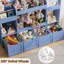 Boîte de rangement pour chambre de bébé l 63 po, rangement pour animaux en peluche de 132 L, 4 tiroirs à roulettes, armoire de rangement à 2 cubes, bibliothèque pour tout-petits 4 en 1 pour salle de jeux, chambre de bébé, chambre à coucher (bleu)-2073073735