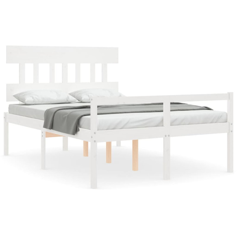 Bed Frame with Headboard, European Double (140 x 200 cm), White