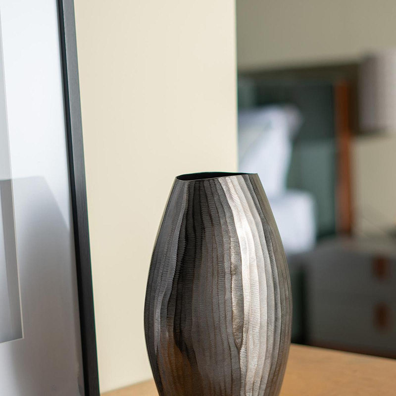 9.5X5.5X12" Aluminum Layered Chisel Oval Vase