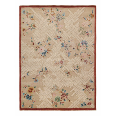 Art Deco Hand Knotted Wool Area Rug
