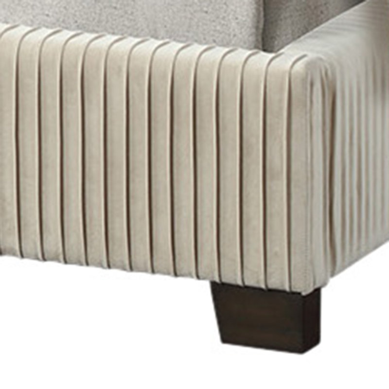 Aazad Pleated Upholstered Bed, King, Beige