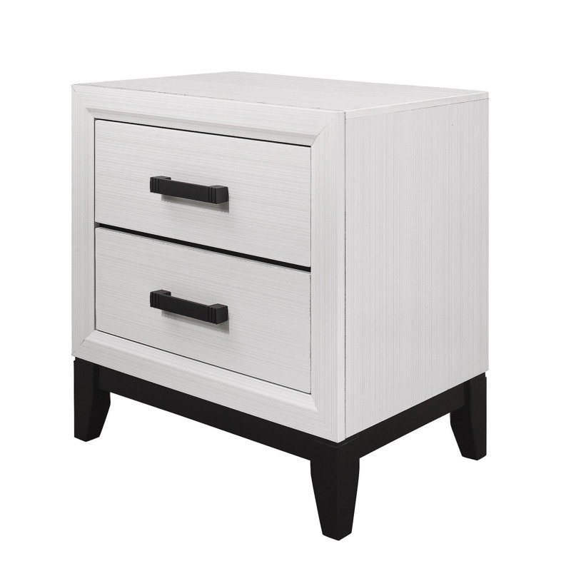 Table de chevet blanche Mirage, Noir / blanc