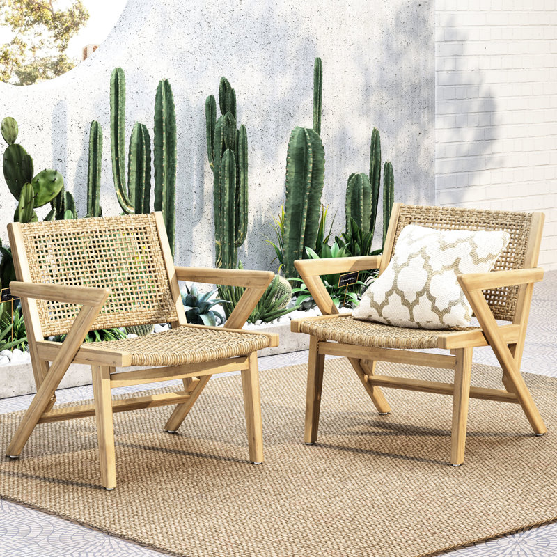 2 chaises d'extérieur en bois avec décoration - brun et confort 2