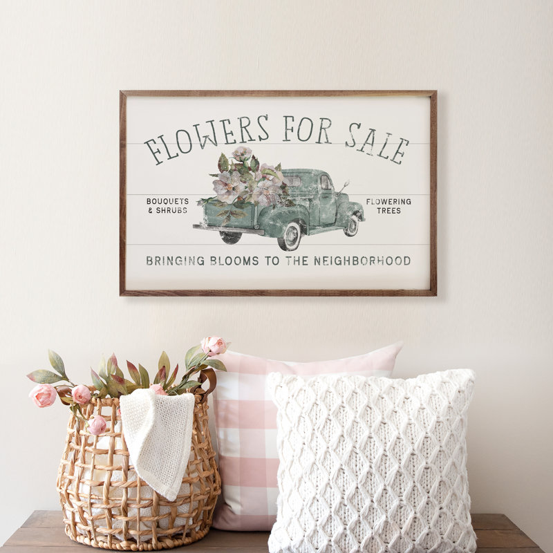Flowers For Sale Truck White, 10" H x 16" W