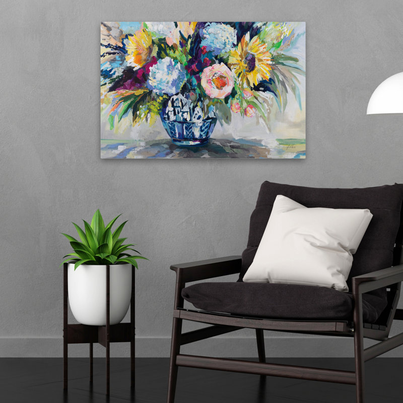 Bleu et bouquet gingembre Pop Art, H 16 po x l 24 po