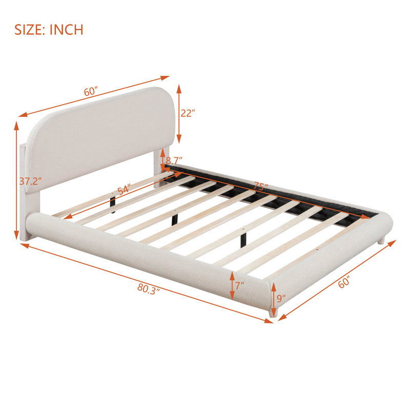 Upholstered Platform Bed, Full