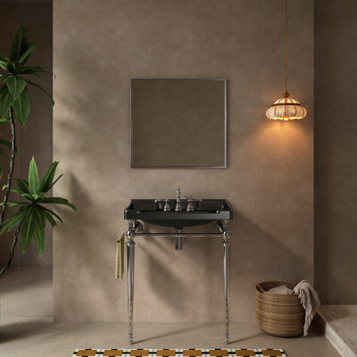 28" Bathroom Console Sink, Freestanding Wall Mounted Single Bathroom Vanities Set With 3 Tap Holes & Towel Bar