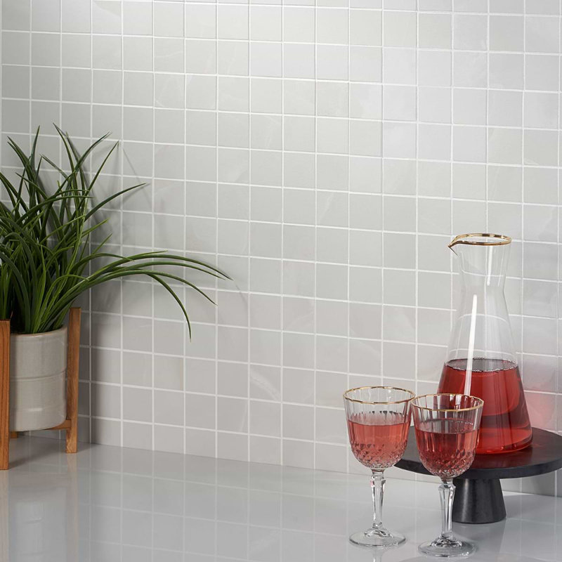 Dreamstone 2X2 Matte Porcelain Mosaic, Aztec Onyx Bianco Matte