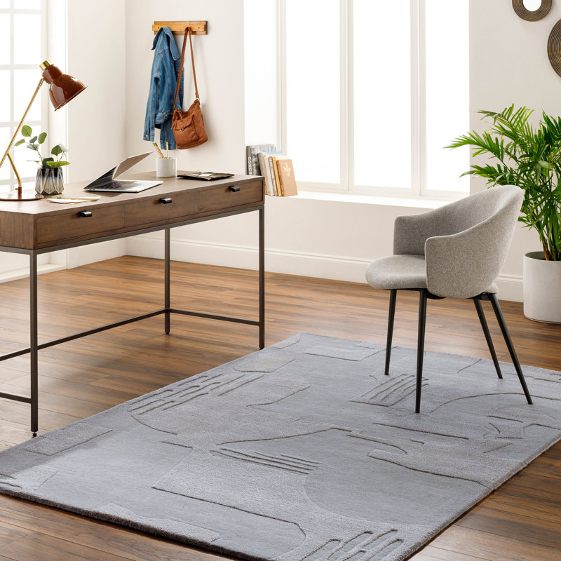 Hand-Tufted Beige Wool and Viscose Rectangular Rug 2' x 3'