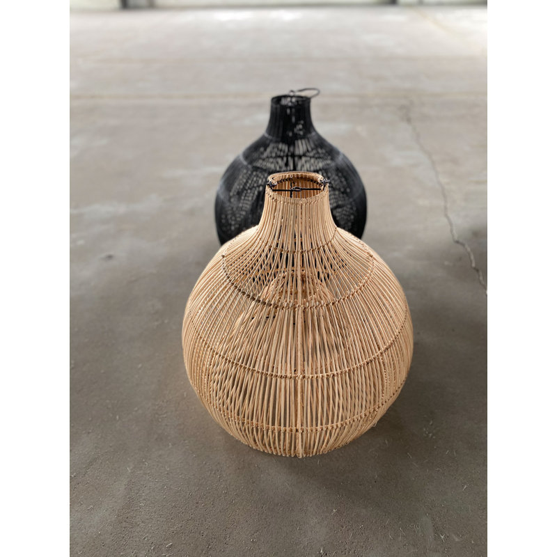 55 cm H Novelty Bamboo Pendant Shade ( Screw On ), Black