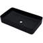 Lavabo vasque de salle de bain rectangulaire en céramique noire 24 po x 13,5 po, style élégant, avec drain standard, facile à installer et à essuyer, surface résistante aux acides, à nettoyer