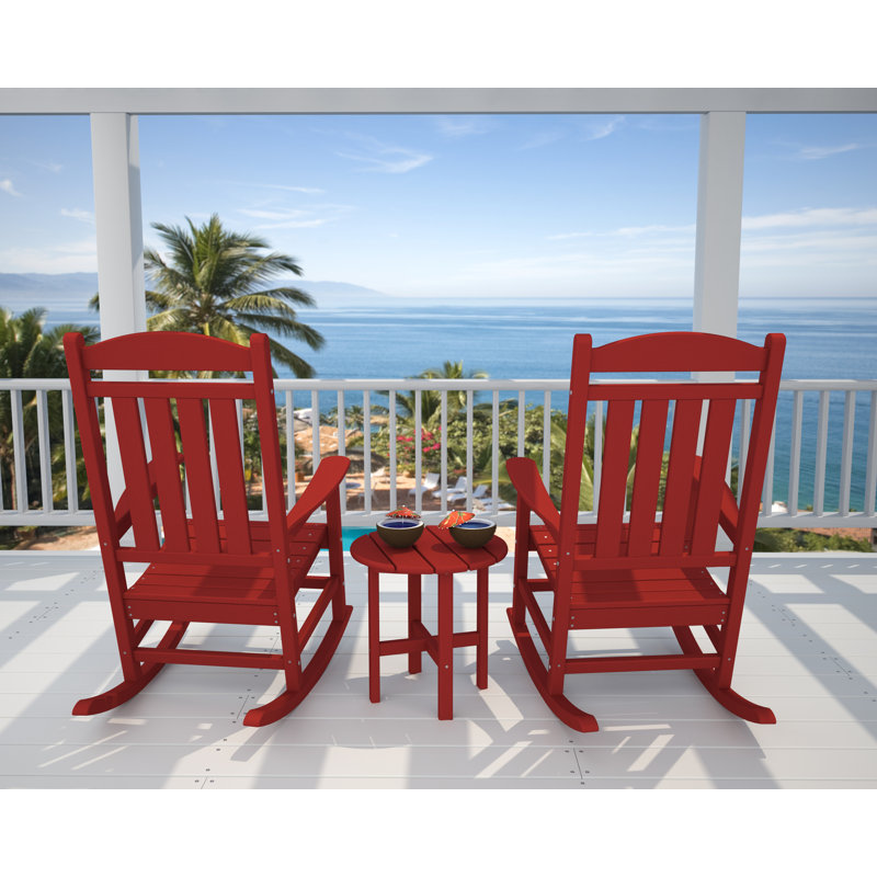 POLYWOOD Presidential 3-Piece Rocker Set, Sunset Red