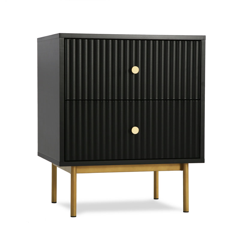 Aivis 50cm W Metal Bedside Table, Black
