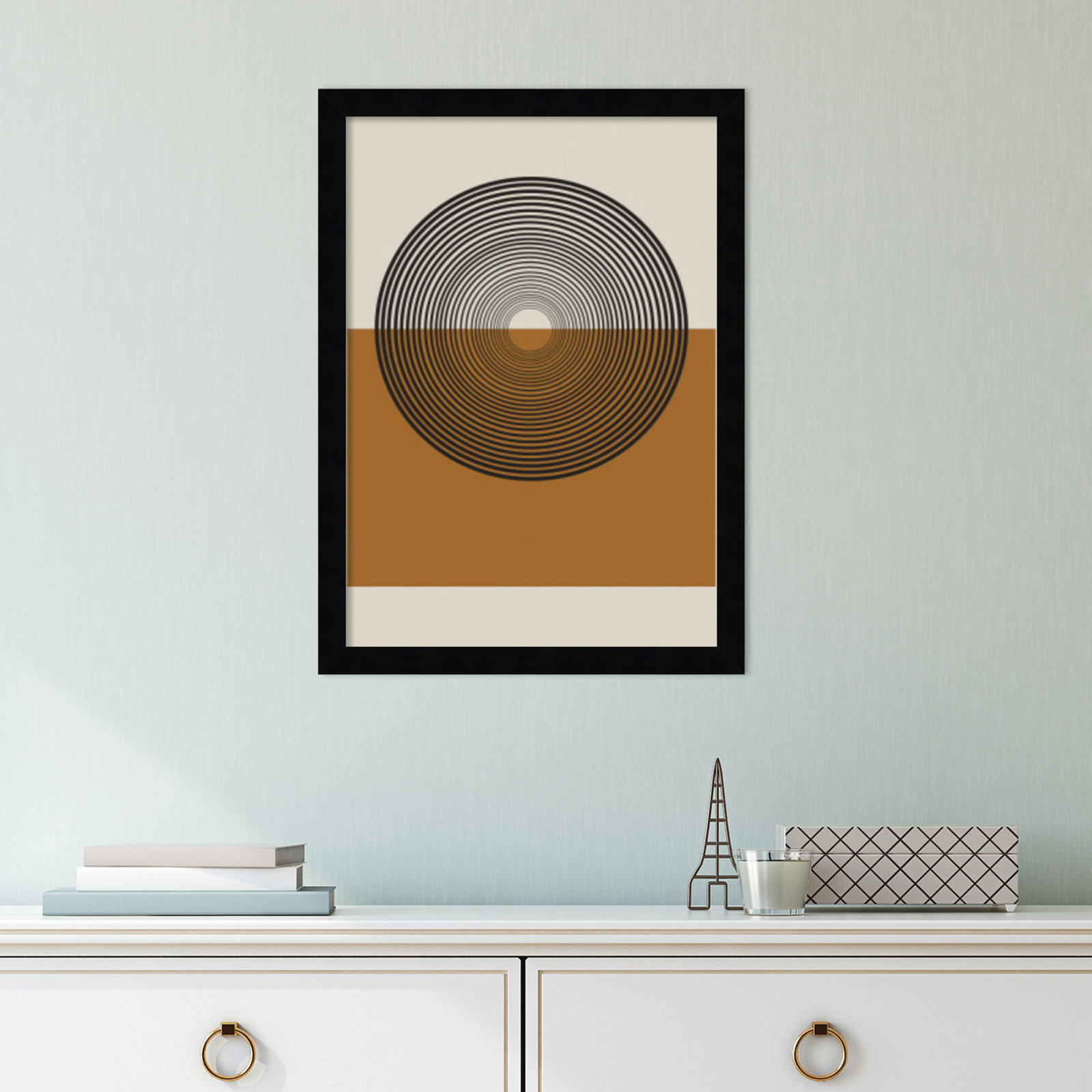 Retro Landscape Print, Black, 17" H x 13" W x 1" D