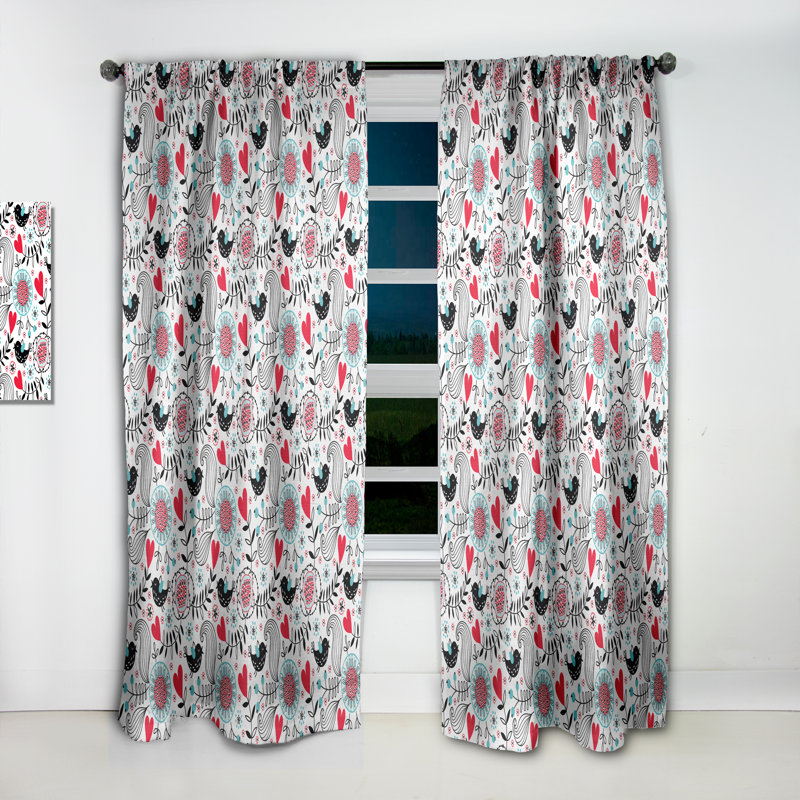 Panneau de rideau occultant à motif coloré avec motif floral coloré et coloré, L 52 po x L 108 po
