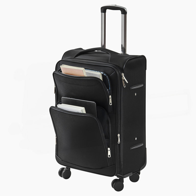 24-Inch Softside Expandable Luggage with Spinner Wheels Checked Suitcase