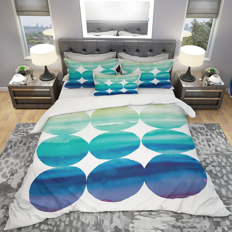 Modern & Contemporary Geometric Shapes Duvet Cover Set, King Duvet Cover + 2 Shams