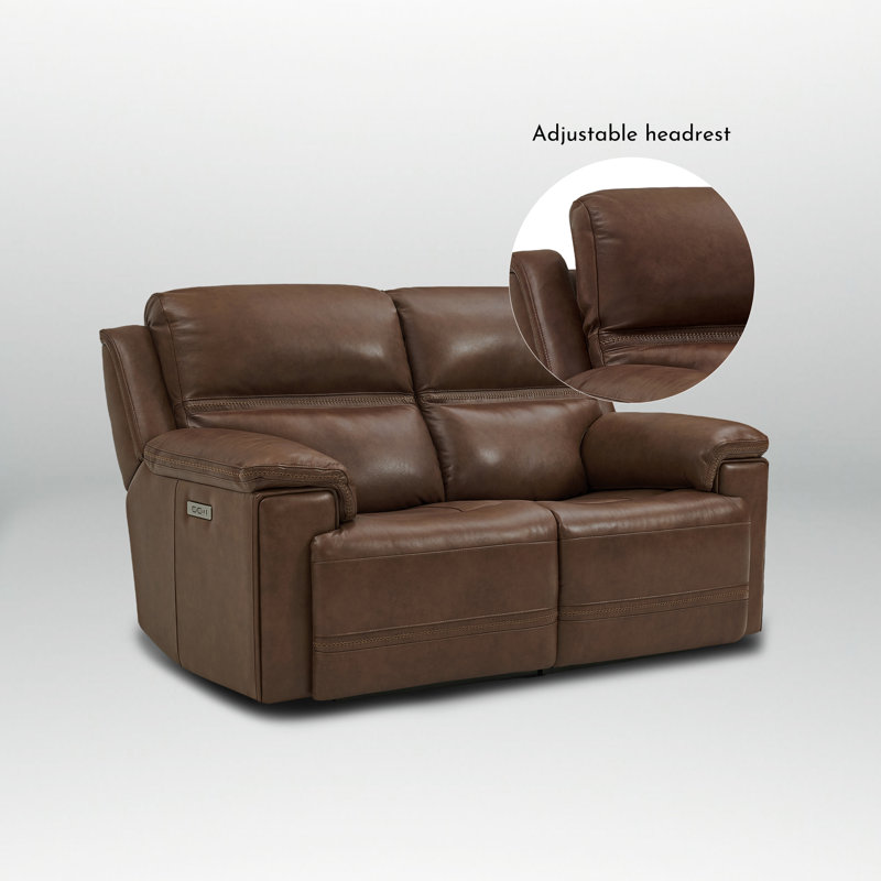 Canapé deux places en cuir à double alimentation de 183 cm (72 po) avec position zéro gravité, port USB intégré et appui-tête réglable