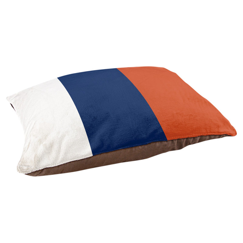 Coussin rectangulaire designer Seattle, Grand (L 40 po x l 50 po), Blanc / orange / bleu marine