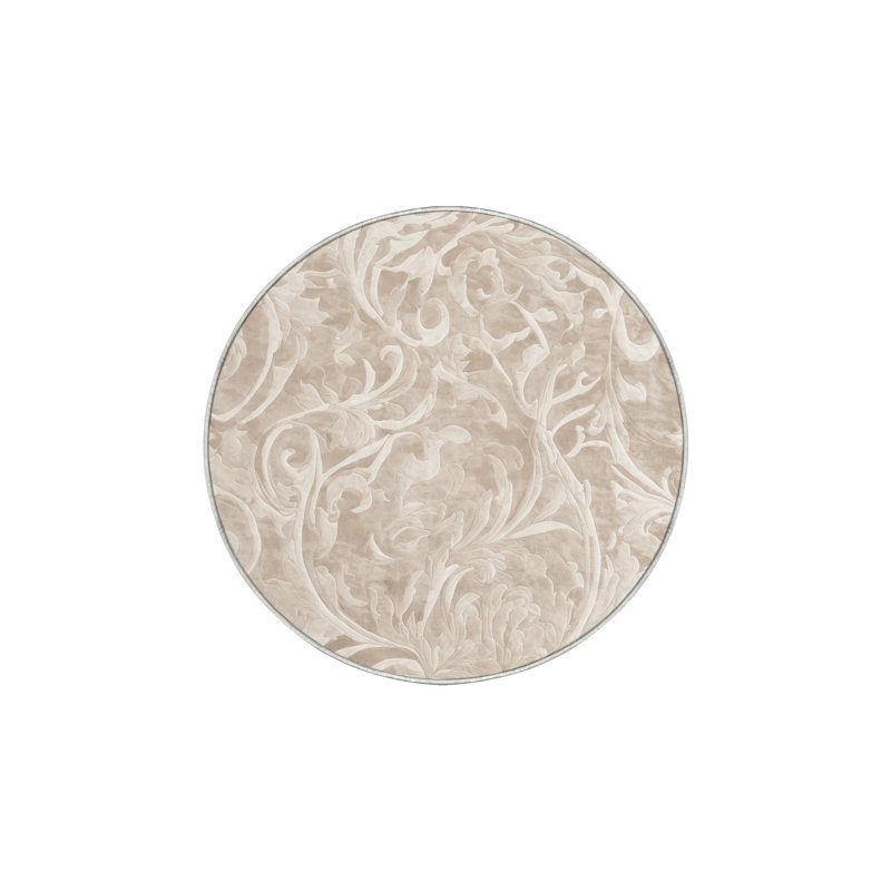 Machine Washable Beige Area Rug, Round 3'