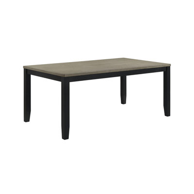 Emoi Dining Table, 71 Inch Rectangular Gray Oak Wood Top, Black Legs
