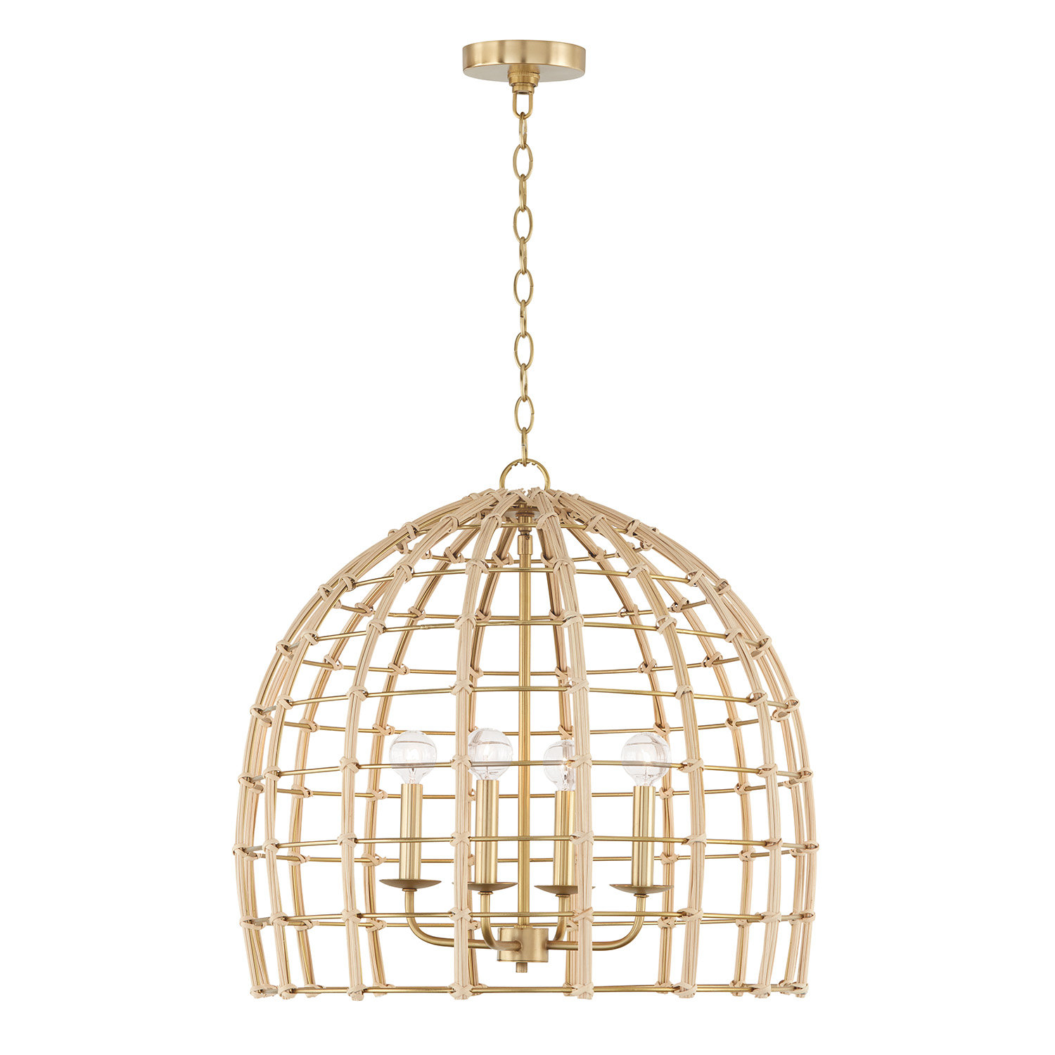 Almita 4 Light Rattan Dimmable Pendant, 23" W X 22" H