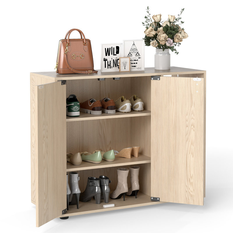 12 Pair Shoe Storage Cabinet, Natural