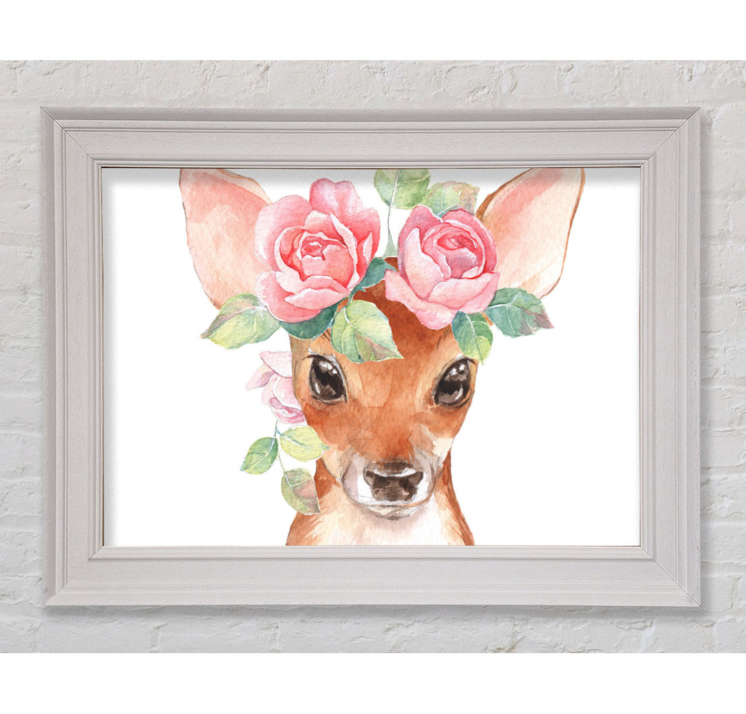 Aquarell Floral Deer Gerahmter Druck