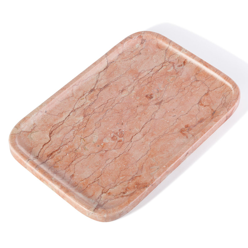 Plateau rectangulaire en marbre naturel Guein, Rose de printemps