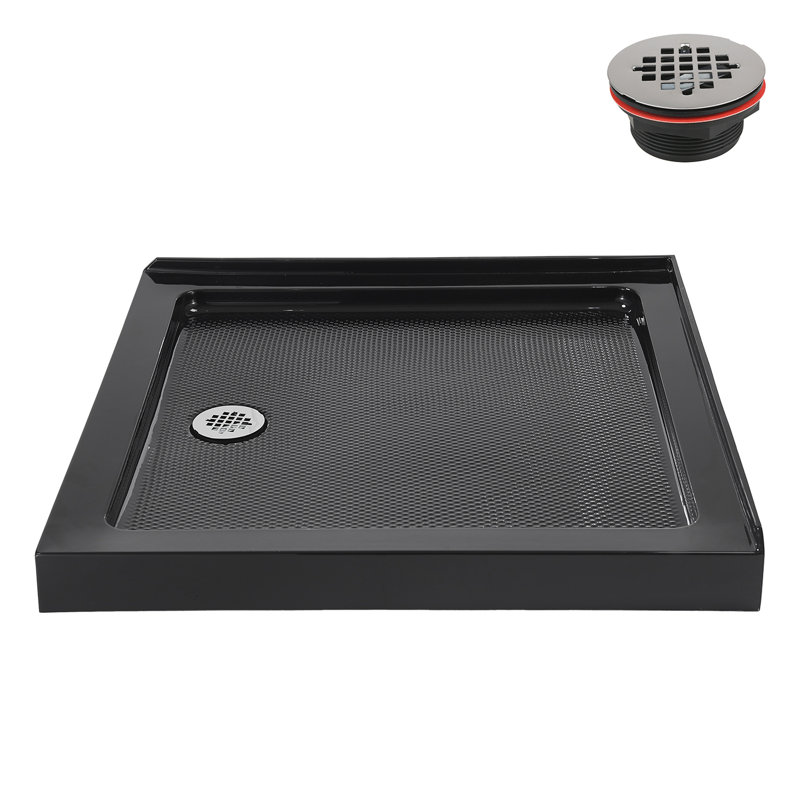 Streamline NT-2251-36BL-LF 36 in. x 36 in. Corner Acrylic Shower Base in Glossy Black with Left Hand Drain, Drain Included